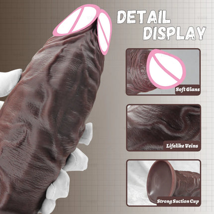 Realistic Dark Anal Dildos Thick Penis Butt Plug Soft Dildo Vaginal Masturbation Suction Cup Dick Anal Sex Toys for Women Men