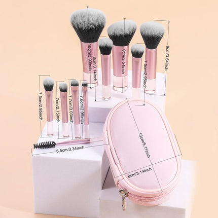 10pcs Mini Makeup Brush Set Powder Eyeshadow Foundation Blush Blender Concealer Beauty Makeup Tools Brush Professional Supplies