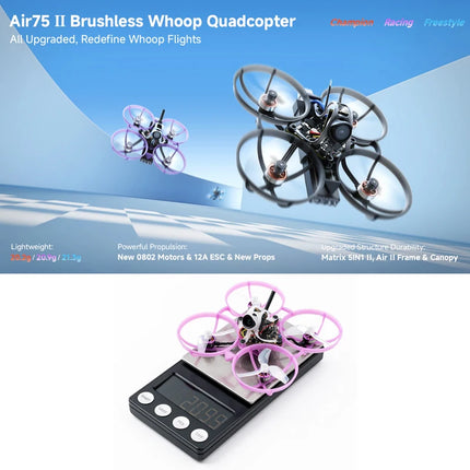 BETAFPV Air75II Brushless Whoop Quadcopter Racing Freestyle Drone ELRS 2.4G Matrix 1S 5IN1 II FC 5.8G 25mw~400mw VTX C03 Camera