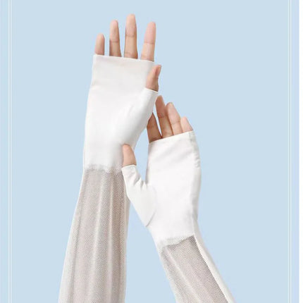 Summer Arm Sleeves Sunscreen UV Protection Cycling Sleeve Covers Women Half Finger UV Resistant Ice Silk Driving Arm Sleeves