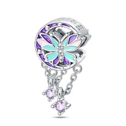 Purple Series 925 Sterling Silver Lily of the Valley Rose Mermaid Witch Hat Charm Fit DIY Bracelet Necklace Charming Gifts