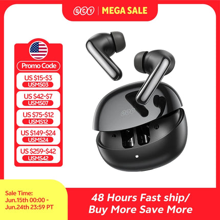 QCY MeloBuds N60 HT19 Wireless Bluetooth 6.0 Earphones 56dB Hybrid ANC LDAC Hi-Res Audio with Coaxial Dual Driver Earbuds 45Hrs