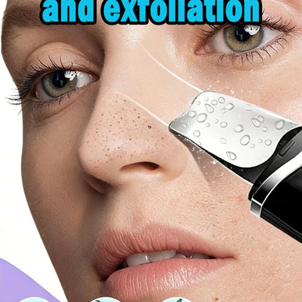 Ultrasonic exfoliator and blackhead remover, deep facial cleansing, ultrasonic ion pore cleaner.