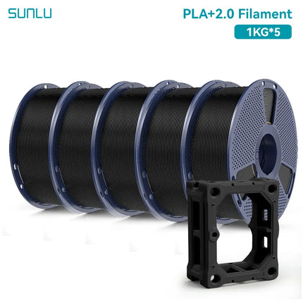 SUNLU 5KG PLA Plus 2.0 3D Printer Filament 1.75mm 1000g Spool (2.2lbs) Neatly Arranged No Knot Filament Fit Most FDM Printer