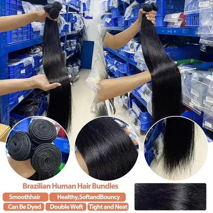 28 28 30Inch Bone Straight Human Hair Weave Bundles Brazilian Virgin Unprocessed Raw Human Hair Extension 3 4 Bundles Wef