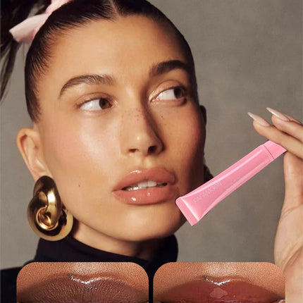 1pcs Soft Tube Mirror Lip Gloss Lip Oil Nude Brown Plumping Lip Gloss Moisturising Transparent Lipgloss Beauty Cosmetics Makeup