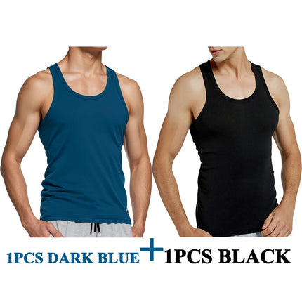 Tank Tops Men New 100% Cotton Solid Vest Mens Slim Casual Breathable Sleeveless Tops Gym Running Undershirt Male Gift Hot Sale