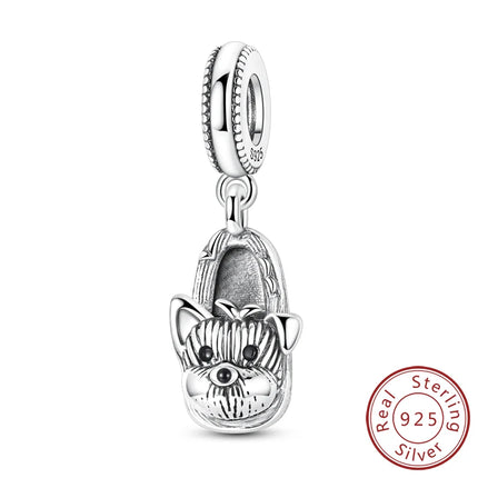 Original 925 Sterling Silver Charm Bead Balloon Poodle Cute Puppy Heart Charm Fit Bracelet Bangle Pendant Women DIY Jewelry Gift