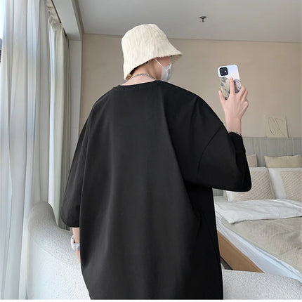 Men's Cotton T-shirts White Men's Oversized T-Shirt Solid Summer Casual Wear Tee Shirts Fashion for Men 5XL Male Clothes