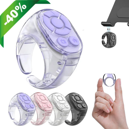 Transparent Scrolling Ring Remote for TikTok YouTube Instagram Video Scroller Page Turner Clicker Bluetooth Camera Shutter