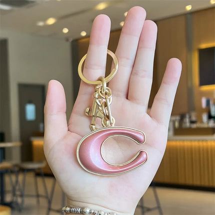 Fresh Sweet Fashionable Big C Letter Car Keychain Bag with Exquisite Decoration Small Gift Accessories