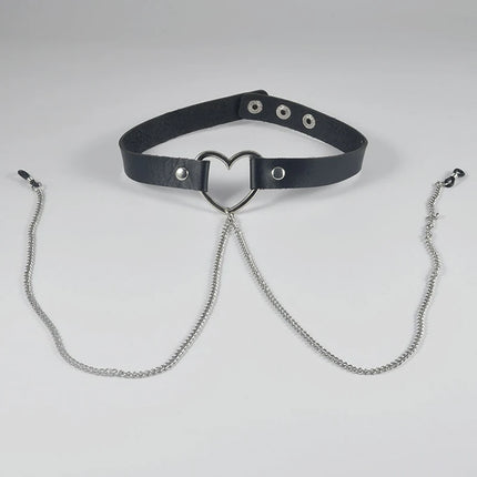 Woman Nipple Clamp Collar Leash BDSM Bondage Sex Toy Set Sexy Chocker Chain Bra Clip Set Adjustable Punk Piercing Jewelry