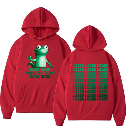 Interesting lizard meme pattern letter print men's hoodie retro fashion hoodie autumn and winter hoodie