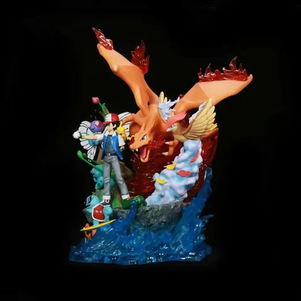 Pokemon Ash Ketchum Light Up Gk Anime Figure Charizard Squirtle Bulbasaur Collectible Statue Model For Adult Anime Collectors
