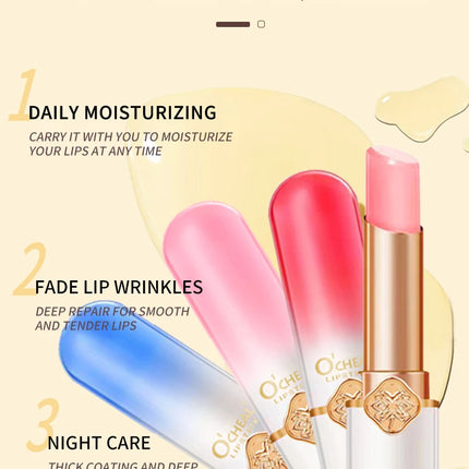 OCHEAL Color Changing Lipstick Fruit Lip Balm Moisturizing Waterproof Long Lasting Moisturizing Lip Balm Temperature Changing