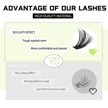 GROINNEYA DIY Lash Clusters 5D Fluffy Thick Cat Eye Lashes Extension Dramatic Mixed Tray Eyelash Long Lasting Lash Makeup