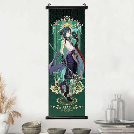 Genshin Impact Poster Anime Hot Games Wall Artwork Hutao Klee Vendi Canvas Painting Print Hanging Scroll Home Decoration Gift