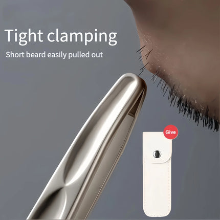 Stainless Steel Tweezers for Eyebrows, Mustache & Beard Trimming Precision Painless Hair Removal Tool with Tight Clamping