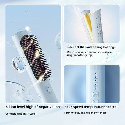 Interchangeable Hair Straightener Comb with Cold Air Styling and Negative Ions Multifunctional Styling Tool Set for Women