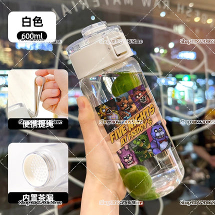 FNAF Simple Style Cup Drop Resistant Plastic Water Bottle with Tea Compartment Five Night At Freddy Large Capacity Bouncing Cup