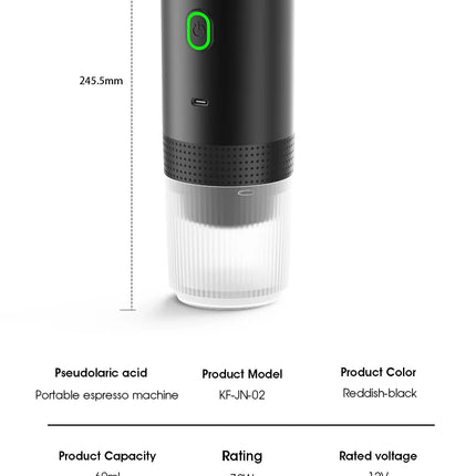 Wireless Electric Portable Espresso Coffee Machine for Car & Home Camping Coffee Maker 3-in-1 Capsule Powder Travel Coffee Maker