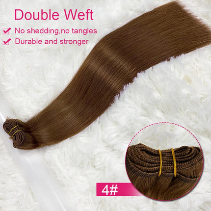 Double Weft Russian Remy Real Human Hair Weave Weft Extensions Full Head 100g Machine Weft 100% Thick Bundle Ombre BrazilianHair