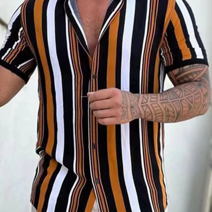 Hawaiian Men's Shirt Summer Fashion Sexy Striped Printed Shirts For Men Casual Tops Tee Male Clothing Oversized Camisa