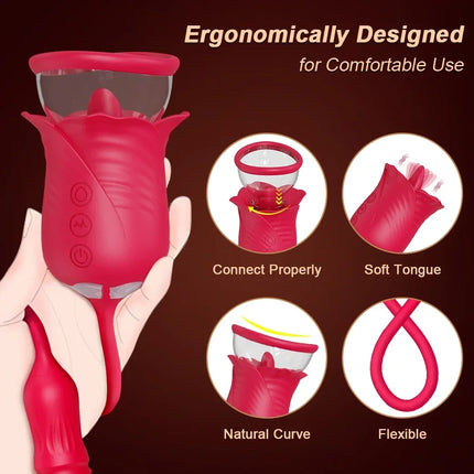 Rose Sex Toy for Women Sucking Vibrator G Spot Clitoris Stimulator Thrusting Vagina Nipple Sucker Vibrating Goods for Adults