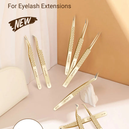 Lashtalk Precision Fiber Tip Tweezer Eyelash Extensions Diamond Grip Anti-Slip Premium Gold Stainless Steel Makeup From Nagaraku