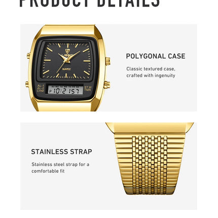 LIEBIG Luxury Dual Display Time Quartz Watches For Men Women Fashion Outdoor Sports Week Waterproof Digital Wristwatches Relojes