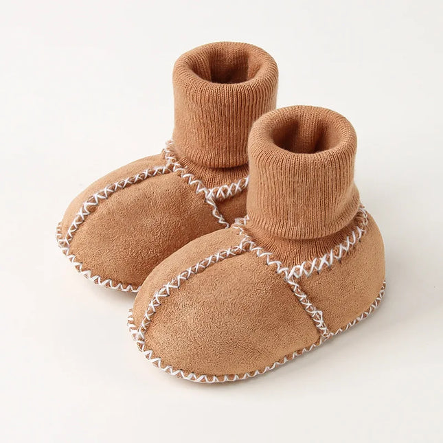 Baby Suede Leather Thick Shoes Infants Winter Plush Warm Booties Fur Girls Booties Unisex Sheepskin Kids Boy Floor First Walkers