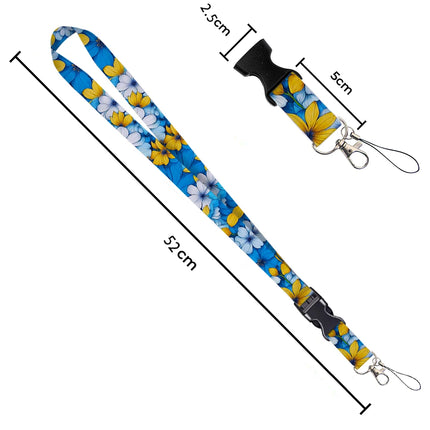 Flower design Lanyard Business Credit horizontal Card Holder Neck Strap Keychain Hang Rope ID Badge Holder Lariat Lasso