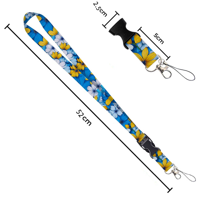 Flower design Lanyard Business Credit horizontal Card Holder Neck Strap Keychain Hang Rope ID Badge Holder Lariat Lasso
