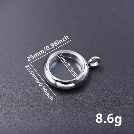 1Pc Stainless Steel Openable Glass Coin Bezel Cremation Urn Locket Pendant Round Reliquary Picture Medaillon кулон Jewelry