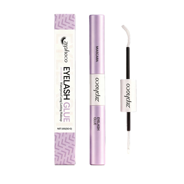 2 in 1 Mascara Waterproof Long-Lasting Makeup Eyelash Glue Smudge Proof Volumizing Curl Mascara Natural Eyelash Shaping Cosmetic