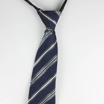 Zipper Ties for Men 8CM Neck Tie Solid Striped  Dots Neckties Men's Automatic Extra Long Navy Blue Lazy Tall Ties Wedding Gift