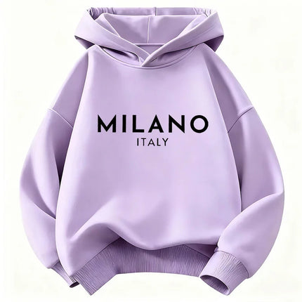 Fashion Letter Printed Milano Italy Y2k Hoodie Kids Children's Sweatshirt Hoody for Boys Girls Casual Hoodies Hip Hop Clothes