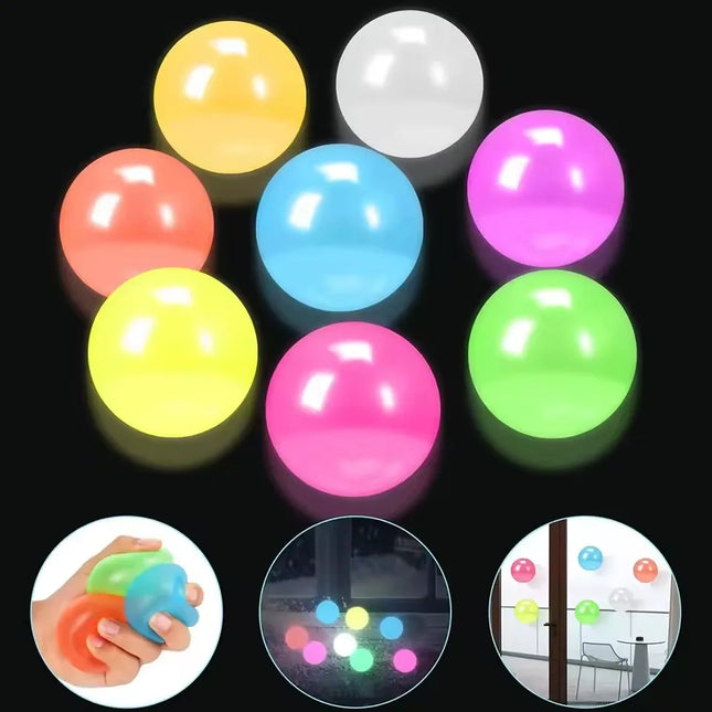 Luminous Balls High Bounce Glowing Ball Sticky Wall Home Party Decor Kids Adult Gift Anxiety Stress Relieve Toy