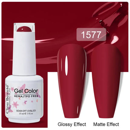 Clou Beaute 15ml Nail Gel Polish Vernis Semi Permanent UV LED Lamp Lakiery Hybrydowe Hema Free Red Nail Art Gel Lacquer Gel