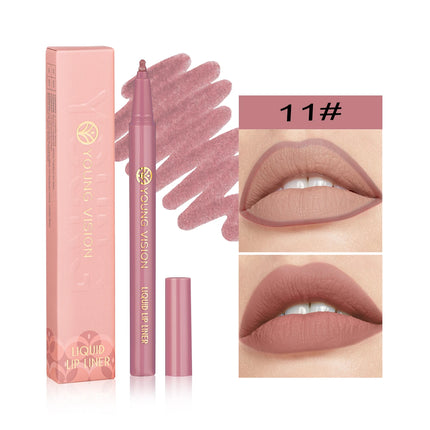 Waterproof Liquid Lip Liner, Gourd Shape Sponge Applicator for Precise Outline - Matte Long-Lasting Lip Contour Pen, Lip Tint