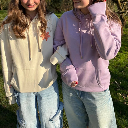 Combhasaki Women Preppy Oversize Hoodies Y2k Floral Letter Embroidery Pullover Long Sleeve Loose Sweatshirt with Kangaroo Pocket