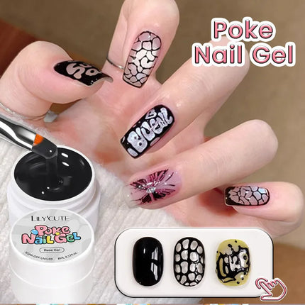 LILYCUTE 8ml 2/3/4PCS Poke Poke Gel Nail Polish Set Black White Wave Texture Nail Painting Art Gel Soak Off UV LED Varnish Kit