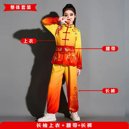 Children Clothing Ethnic Style Chinese Performance Kung Fu Uniform Boy Set Wushu Suit Cosplay Costumes Stage Girl Kids Clothes