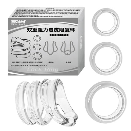 Male Penis Sleeves Adult Sex Toys Foreskin Corrector Resistance Ring Delay Ejaculation Cock Rings C-shaped Semen Lock Rings