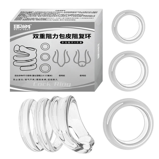Male Penis Sleeves Adult Sex Toys Foreskin Corrector Resistance Ring Delay Ejaculation Cock Rings C-shaped Semen Lock Rings