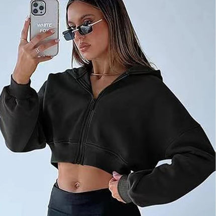 Women's Zip Hoodie Long Sleeve Unisex Fit Fleece Oversized Pullover Fall Winter Streetwear Couple Style Casual Fashion Top