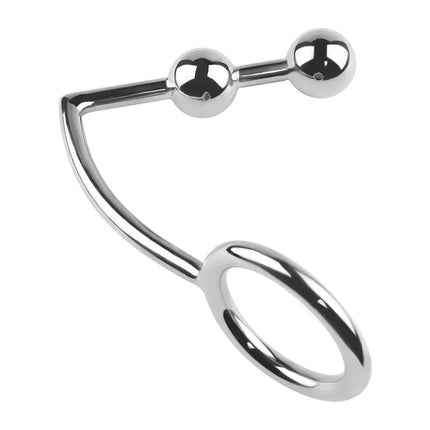Metal Anal Hook Male Chastity Cock Ring with Anal Plug Balls Butt Plug Adultos Sex Toys for Men Strap on Prostate Massager Tool