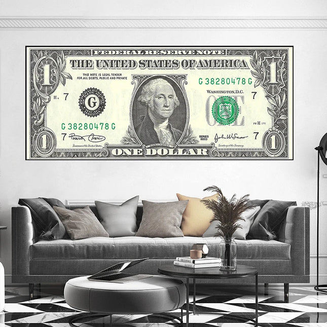 Luxury Golden Dollars Money Oil Painting on Canvas Wall Art Posters Prints Wall Pictures for Living Room Home Wall Cuadros Decor