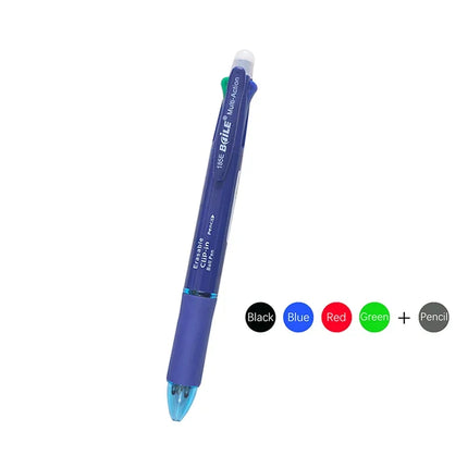 Creative 5 In 1 Erasable Gel Pen 0.7mm Blue Black Red Green Magic Refills 0.5mm Mechanical Pencil Writing Painting Stationery