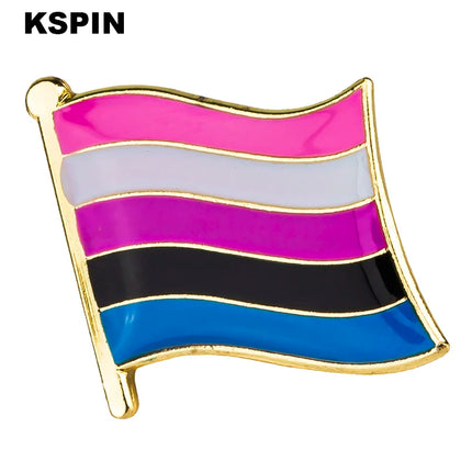 Gender Fluid heart shaped  Badge Symbol Pin Metal Badges Decorative Brooch Pins for Clothes Brooch Jewelry XY0325-2